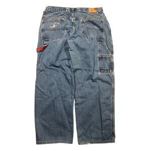 Vintage 90s Polo Assn Baggy Carpenter Jeans 38x32 Embroidered Pocket Denim Y2K